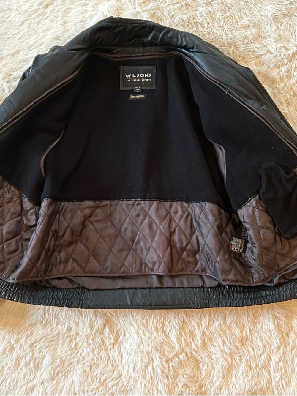 Vintage Wilson Black Leather Bomber Jacket Men Xtra Large - Picture 5 of 9